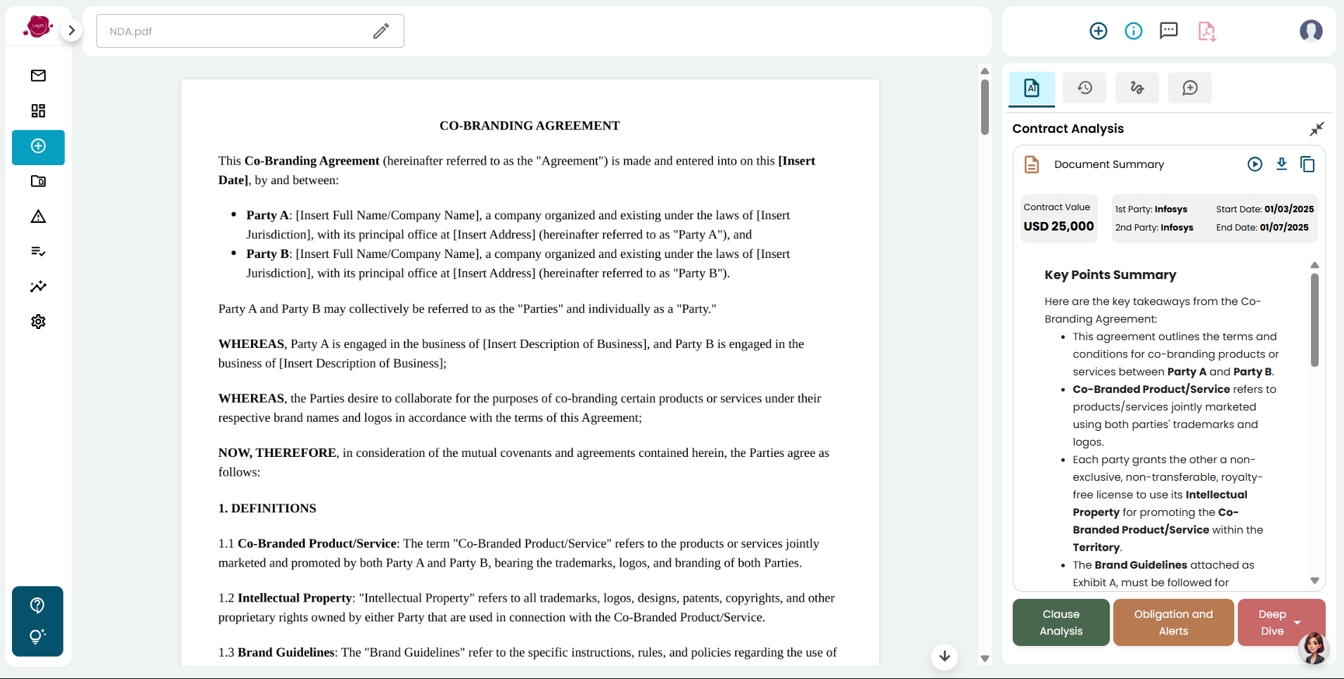 AI Contract Review features