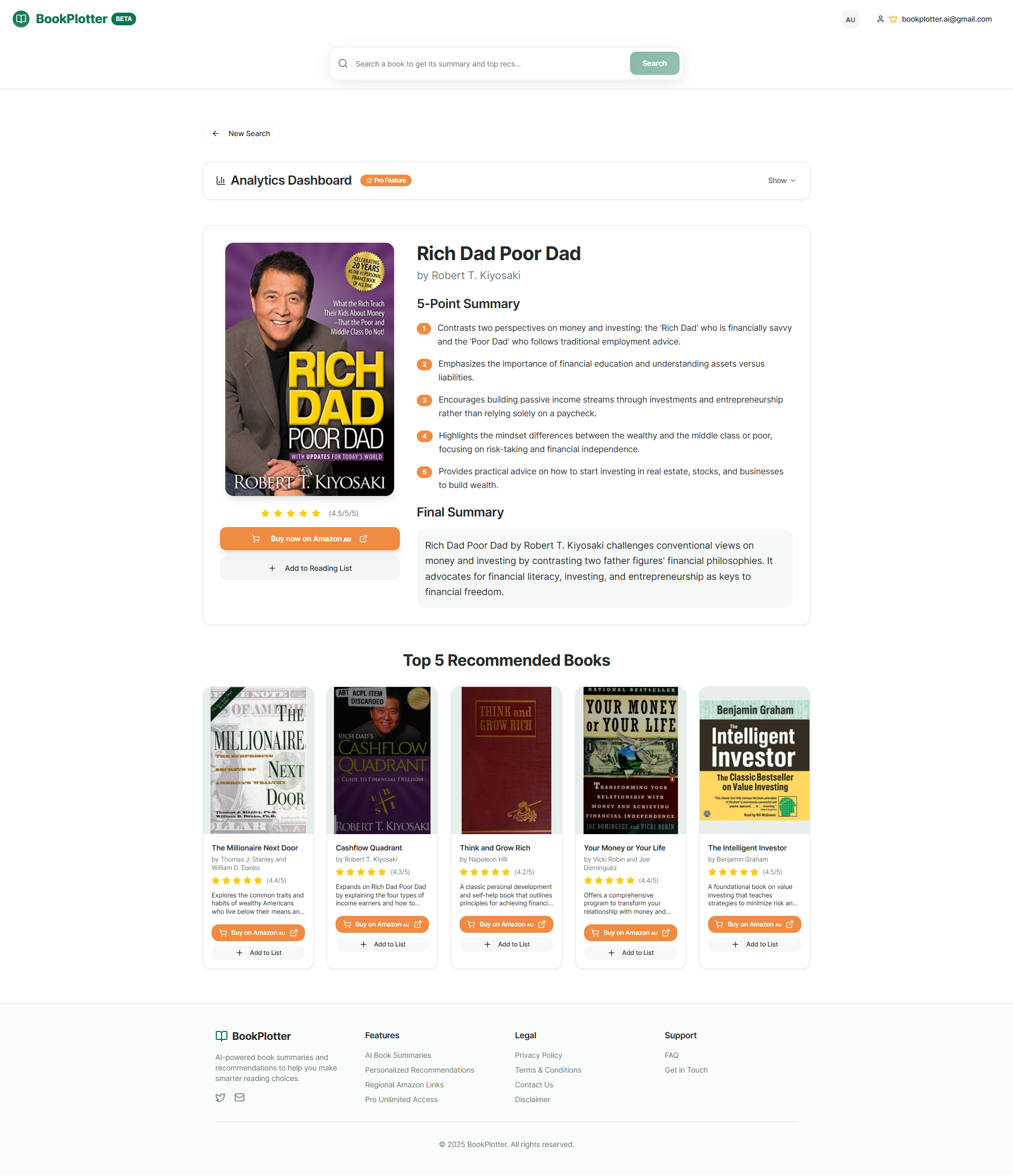 BookPlotter features