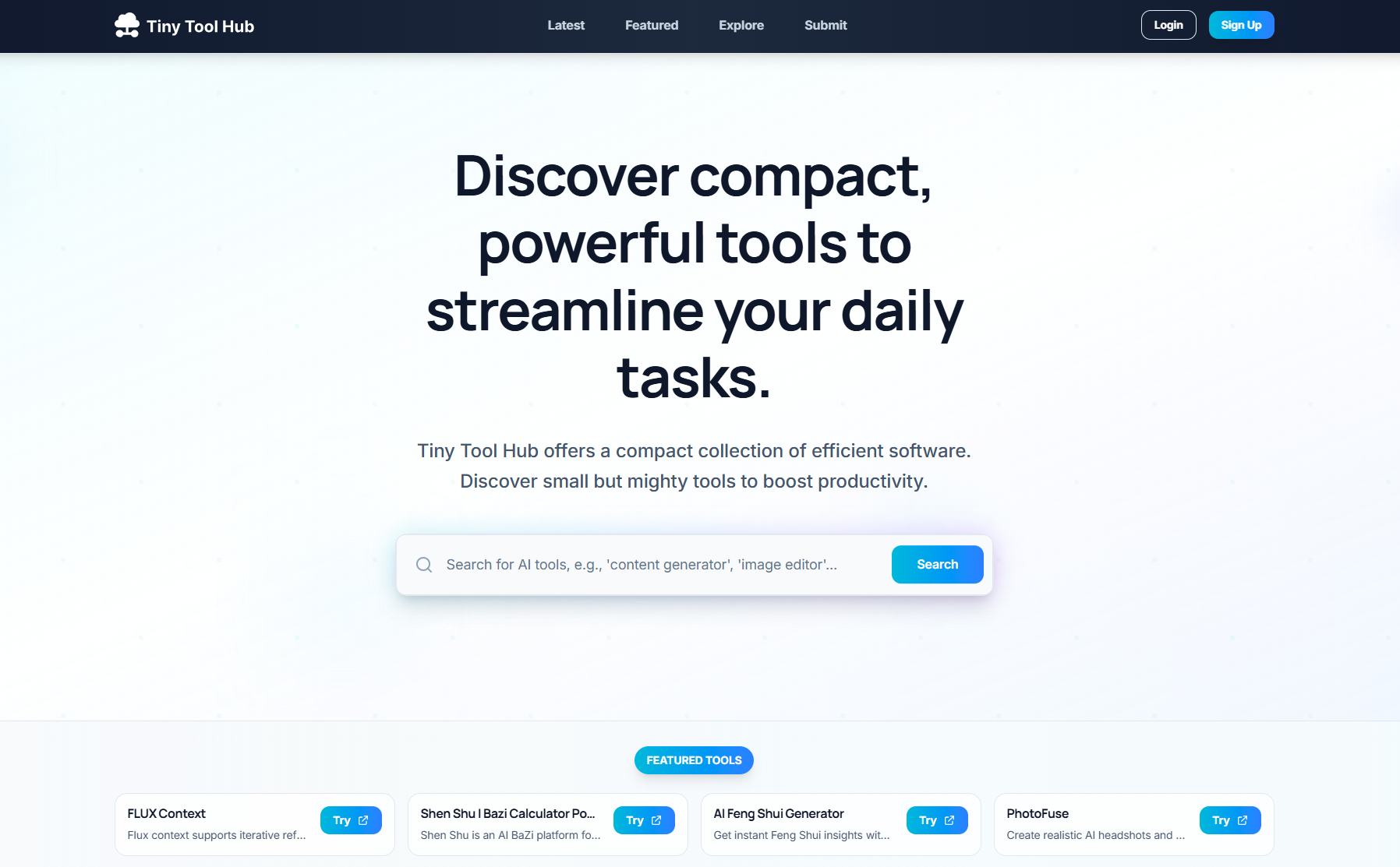 Tiny Tool Hub features