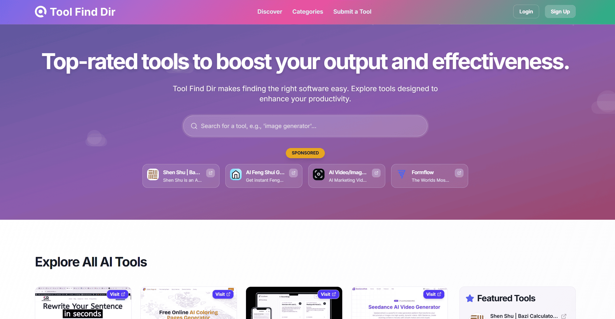 Tool Find Dir features