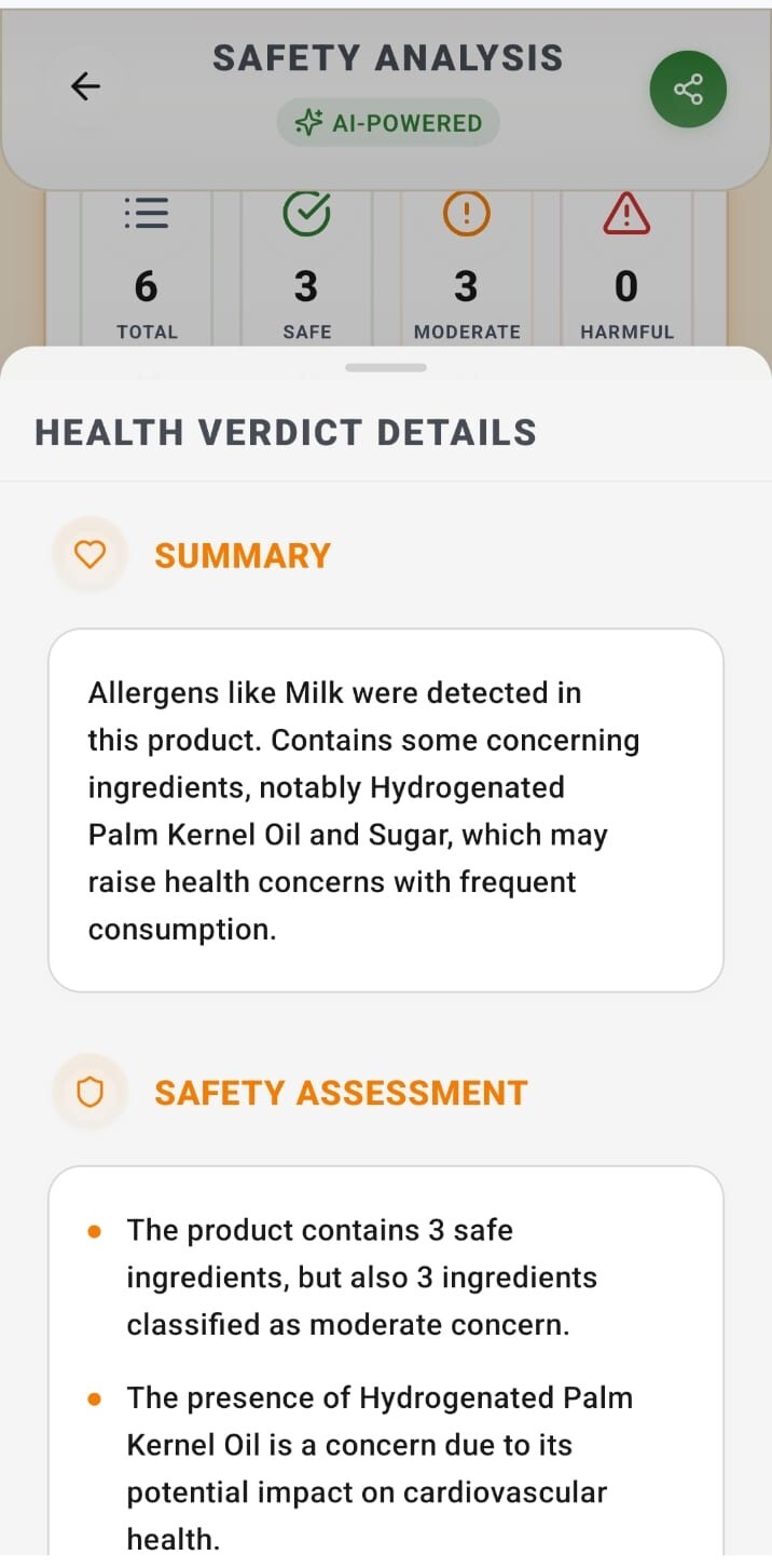 Labelynx - Ingredient Safety Analyzer features