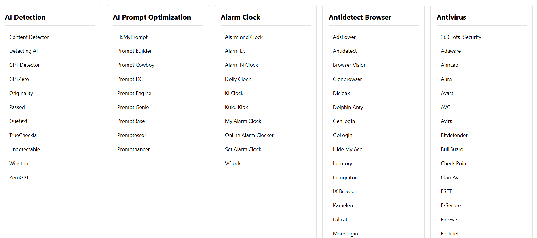 Very Good Alternative features