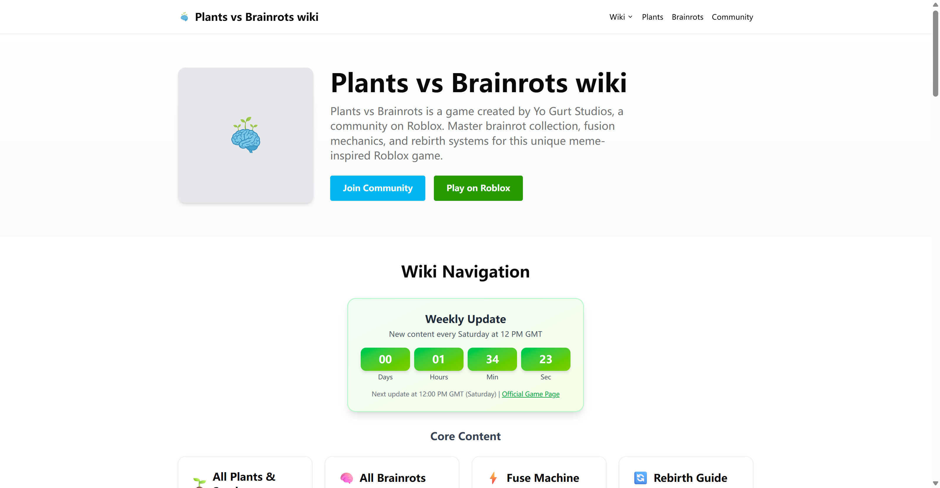 Plants vs Brainrots wiki features