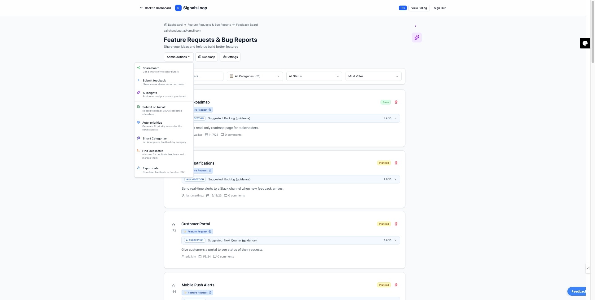 SignalsLoop features