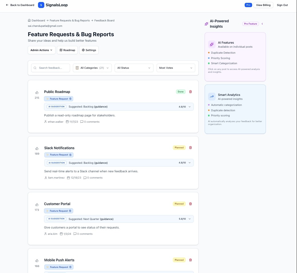SignalsLoop features