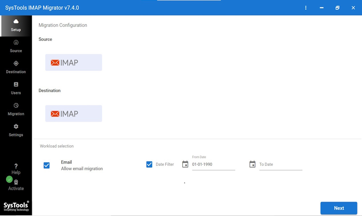 SysTools IMAP Migration features