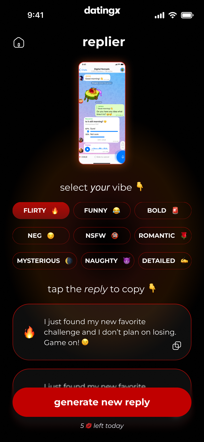 DatingX - AI Rizz Dating Co-Pilot features