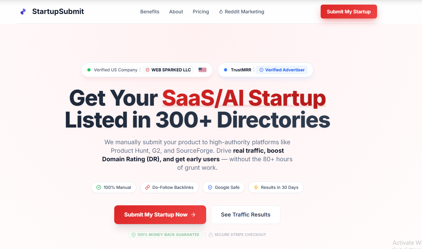 StartupSubmit features